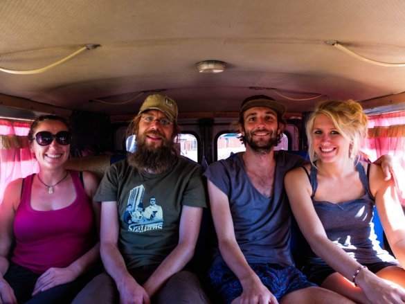 Fellow travelers in the Russian 4WD van in the Gobi desert.